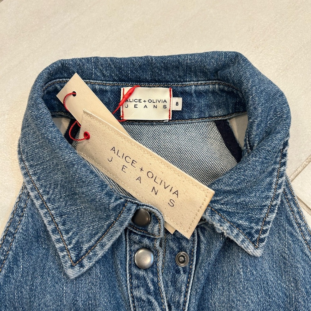 Alice + Olivia Light Blue Denim Halter Mini Dress - Picture 6 of 6